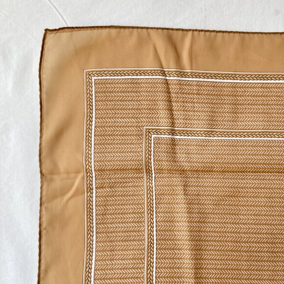 Vintage Beige Chevron Weave Print Polyester Square Scarf 27" X 27" Japan White - Picture 5 of 13